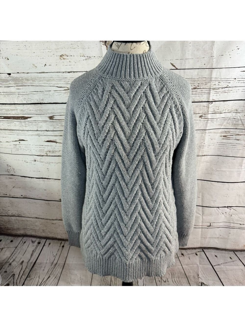 Chaps Cotton Blend Sweater Gray Large